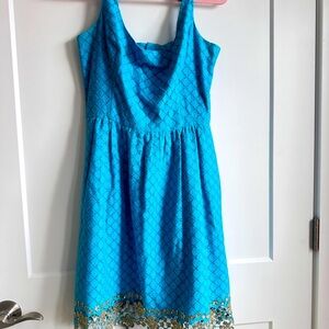 Lily Pulitzer Dress Turquoise with Gold Accents size 4